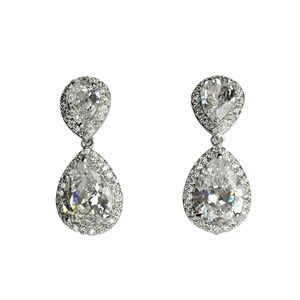 NWT earrings cz drops 14k white gold overlay